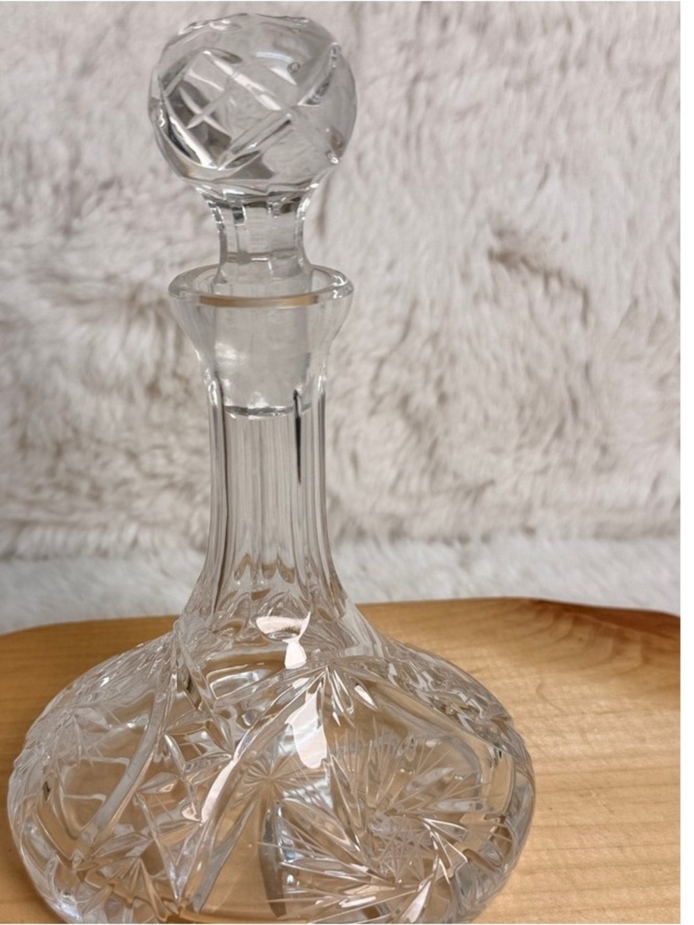 Crystal Glass Decanter with Cut Pattern - Clear